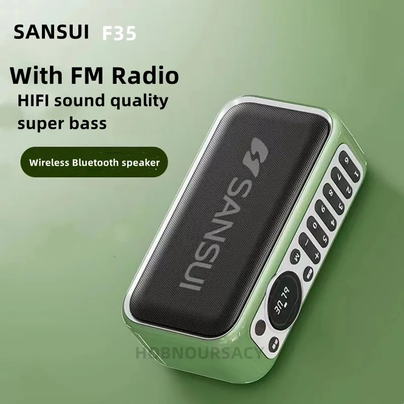 New Sansui F35 Retro Radio Wireless Bluetooth Speaker Insert Card Mini Plug in Walkman Music Player Portable Stereo Subwoofer