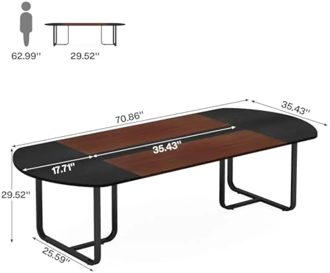 Mesa de conferencias de 6 pies, mesa de reuniones de forma ovalada de 70,86 pulgadas de largo x 35,43 pulgadas de ancho x 29,52 pulgadas de alto, mesa de seminarios moderna para sala de conferencias