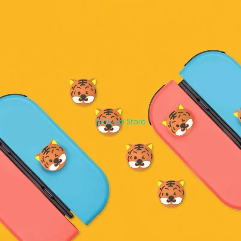 Q5WA 2PCS NS 컨트롤러 교체 엄지 스틱을위한 썸 스틱 캡은 동물 패턴 아날로그 스틱 로커 캡 커버 커버