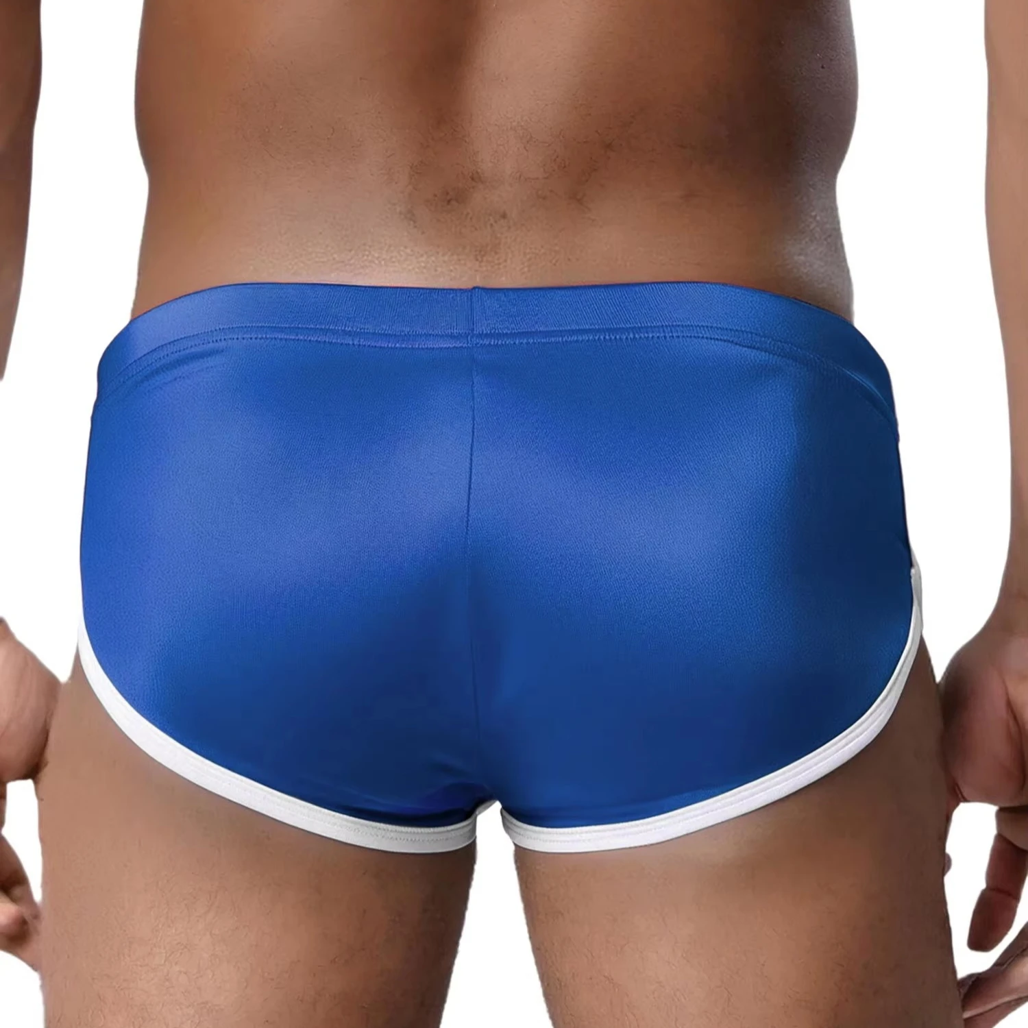 Men Split Side Ice Silk Trunks, Low Rise Quick Dry Sport Lounge Shorts, Fashion Smooth Satin Boxer Briefs Gym Running Daily Wear