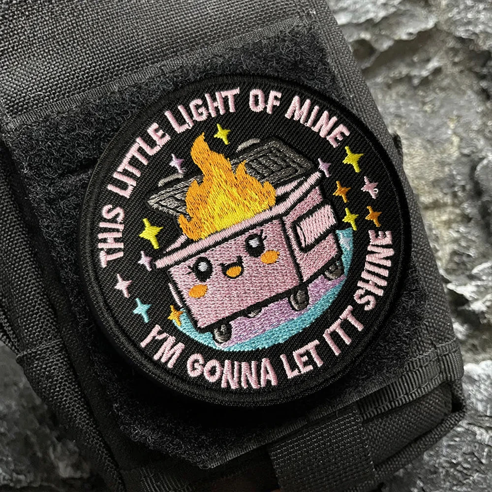 Parche bordado táctico con diseño de incendio en contenedor velcro - imagen 3