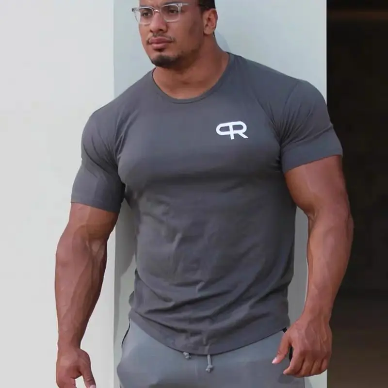 PR Wheel Brother Sports Short Sleeve Fitness Wear Strength Lift Large Size Crew Neck Casual Slim Instructor Men\'s T-Shirt