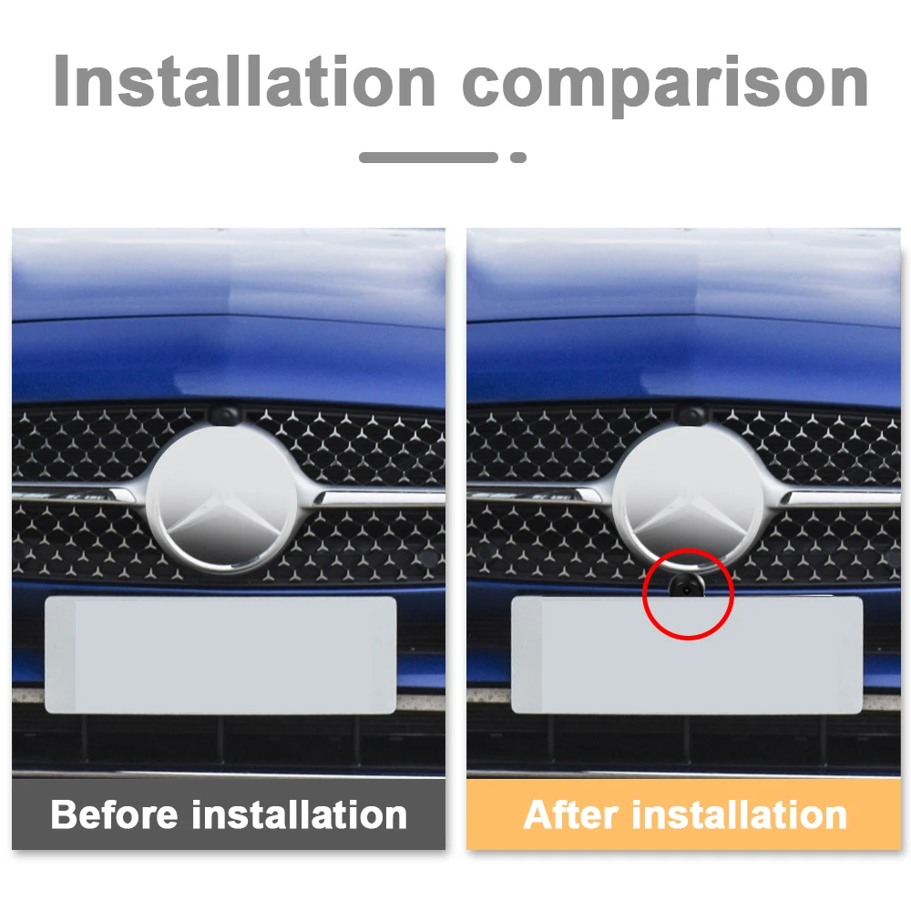 For Benz C-Class 2022 2023 AHD Front View OEM Camera Night Vision Fisheye 150 ° Chrome Camera Parking Monitoring System