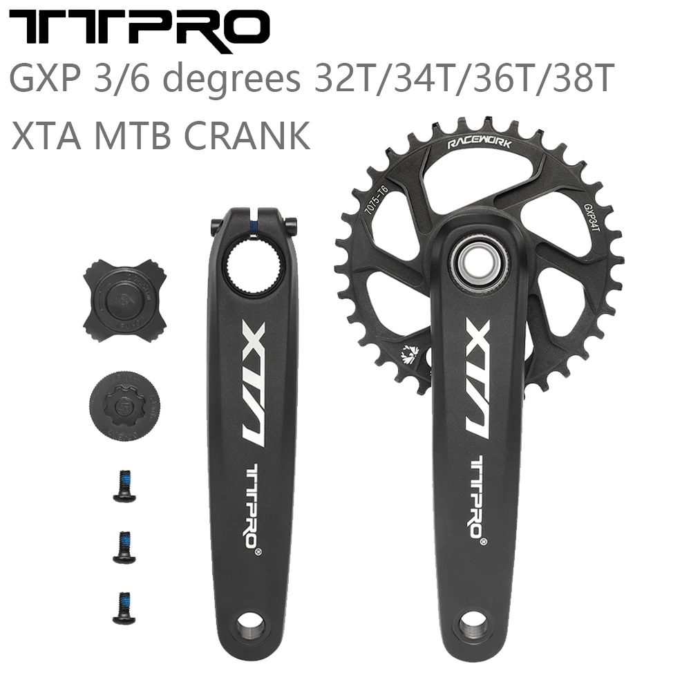 TTPRO XTA-FM3 Aluminum Alloy Bike 170mm Crank For GXP 3/6 Degree 32/34/36/38T Positive and Negative Teeth Disc For Bike Parts