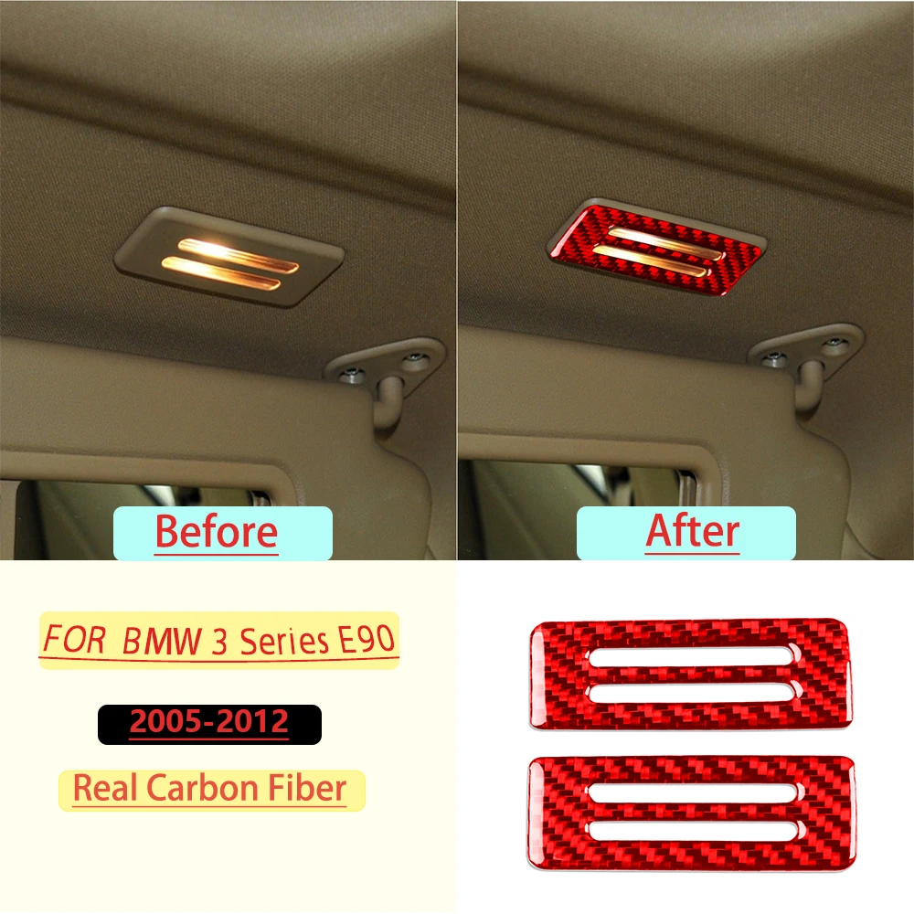 For BMW 3 Series E90 2005-2012 Car Rear Cosmetic Light Trim Red Real Soft Carbon Fiber Interior Accessories Decoration Stickers