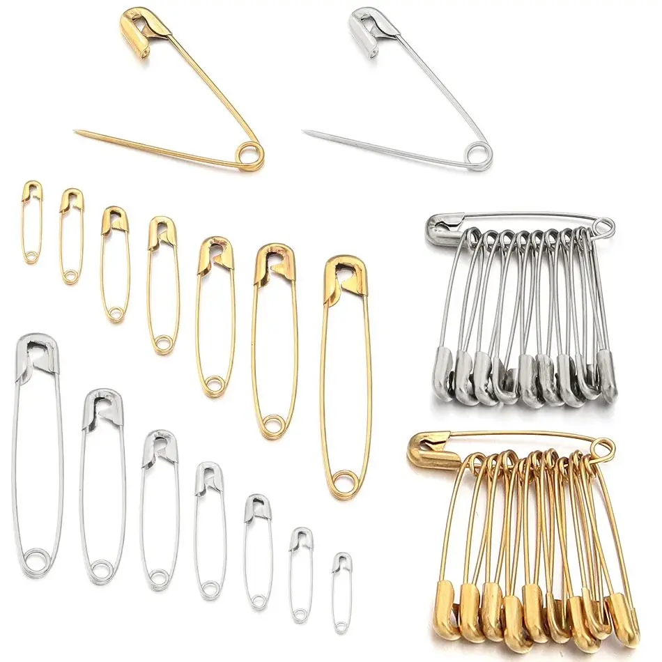 10pcs/lot Stainless Steel Duty Safety Pins Brooch Blank Base Brooch Pins For Clothes Leather Canvas Blankets Crafts Skirts Kilts