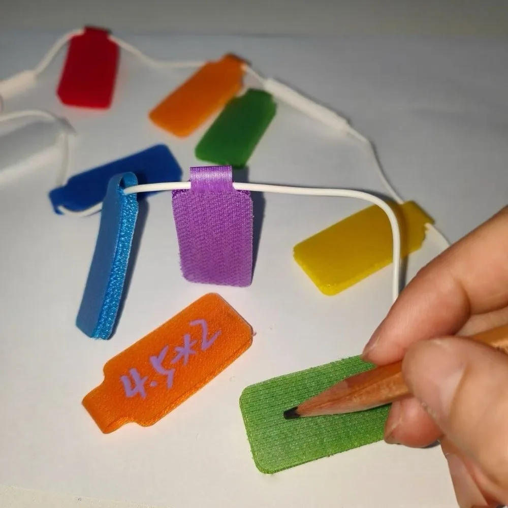 24pcs Waterproof Self Adhesive Cable Labels Reusable Nylon Desktop Cable Organizer Removable Durable Wire Cord Tags