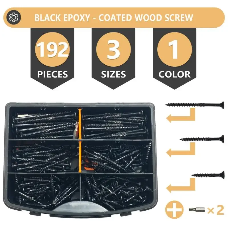 

VKKM 192 Pieces of Epoxy-coated Wood Screws, Essential for Handicrafts