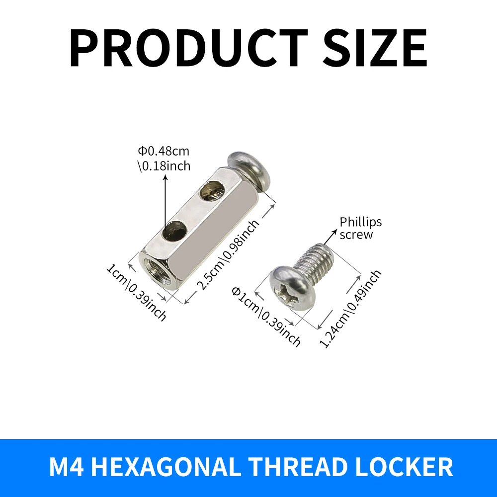 10PCS 4mm stainless steel wire rope clamp, adjustable metal fixture, suitable for fixing 4mm ropes and hanging pictures