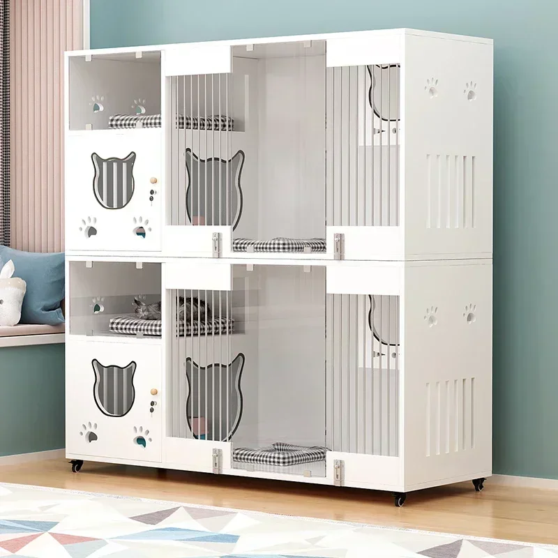 A  Cat cage solid wood villa space comprehensive residential indoor two-story residence