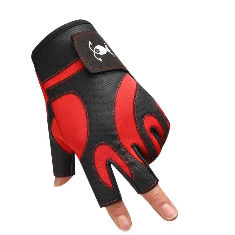 Guanti da pesca da uomo Guanti protettivi da pesca antiscivolo per esterni Guanti mezze dita sportivi con taglio a tre dita Pesca impermeabile