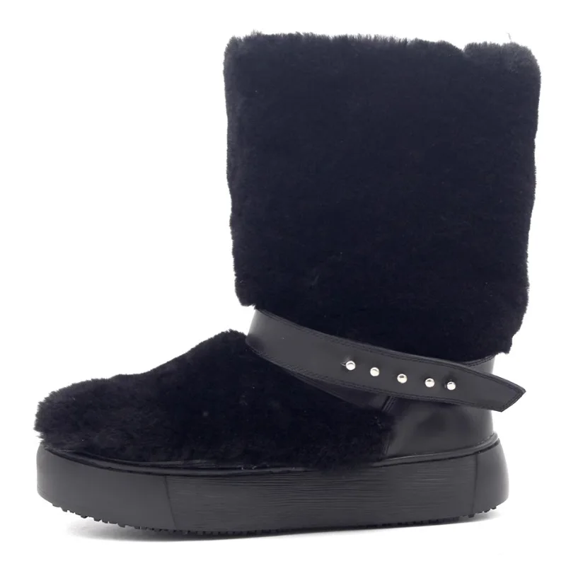 

Новые зимние уличные шерстяные зимние ботинки, мужские высокие кеды на толстой подошве, теплая черная модная обувь ручной работы до середины икры на платформе, мужская обувь