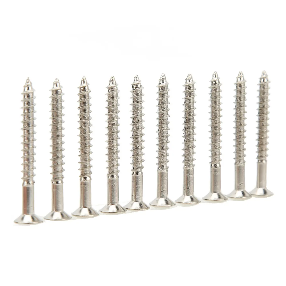 10PCS Sturdy Silver Guitar Neck Mounting Screws Metal Guitar Neck Plate Screws Guitar Assembly Screws For Guitar