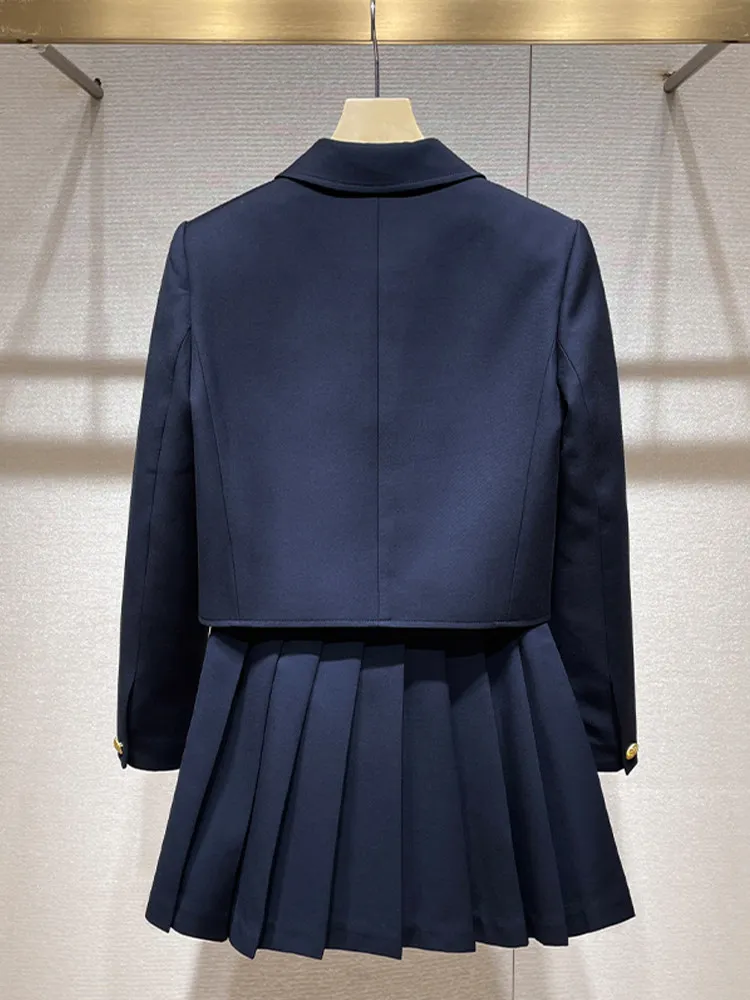 Korean clothing 26 autumn new retro college style blazer pleated skirt cover