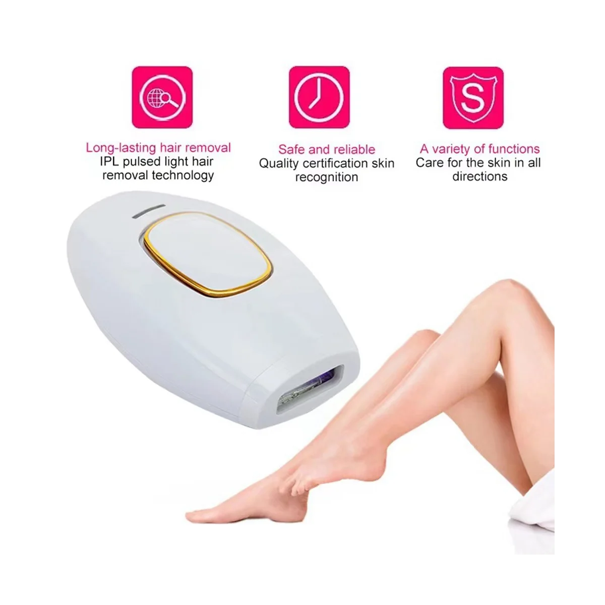 5-Level-Laser Bikinis Pulses Epilator Painless Laser- Hair Removal Facial Depilator Electric Trimmer Pink AU Plug