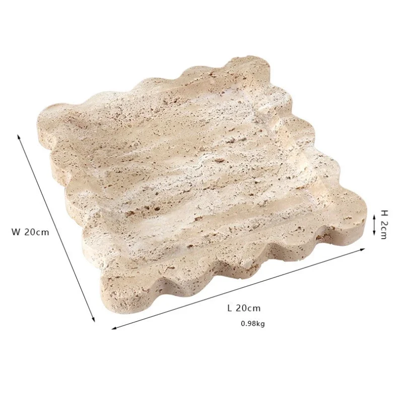 

20x20x2CM Yellow Travertine Tray Luxury Natural Marble Stone Storage Aromatherapy Candle Cachall Tray Ornaments