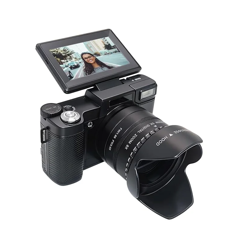 Câmera digital 5K, adequada para câmera YouTube 4K Vlogging, zoom 64MP 40X com tela flip de 3 polegadas e autofoco, zoom óptico anti-vibração