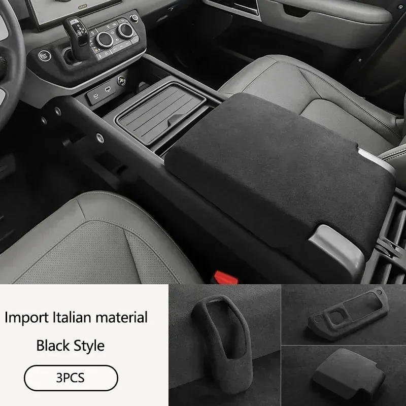 Alcantara For Land Rover Defender 2020-2024 Car Inierior Central Console Armrest Box Lid Gear Lever Cover Mouldings Acccessories