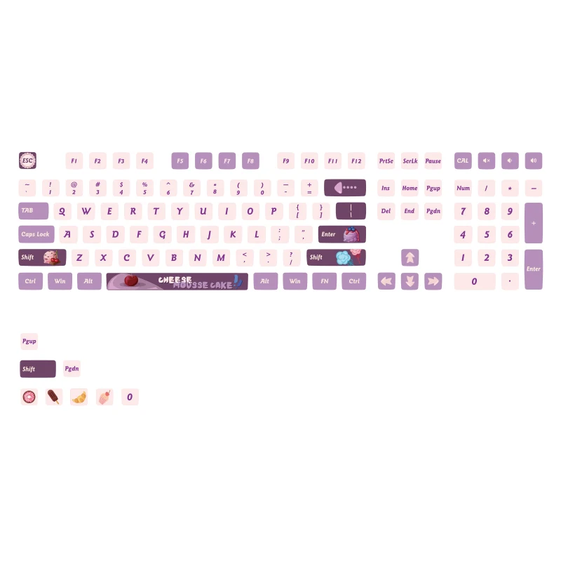 Conjunto de Keycap Akko x Mongeek Pudim, Perfil ASA, PBT, PC para 108, 87 Teclas, Teclado Mecânico, Teclas Universais para Teclado MX