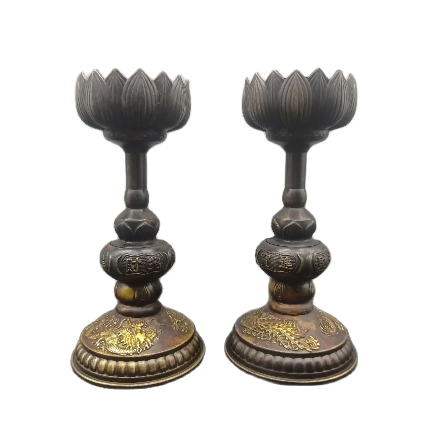Bronze Lotus Retro Decorative Candlestick Wall Lamp Nostalgic Antique Candlestick Holder Accessories Home Decor Photography Prop
