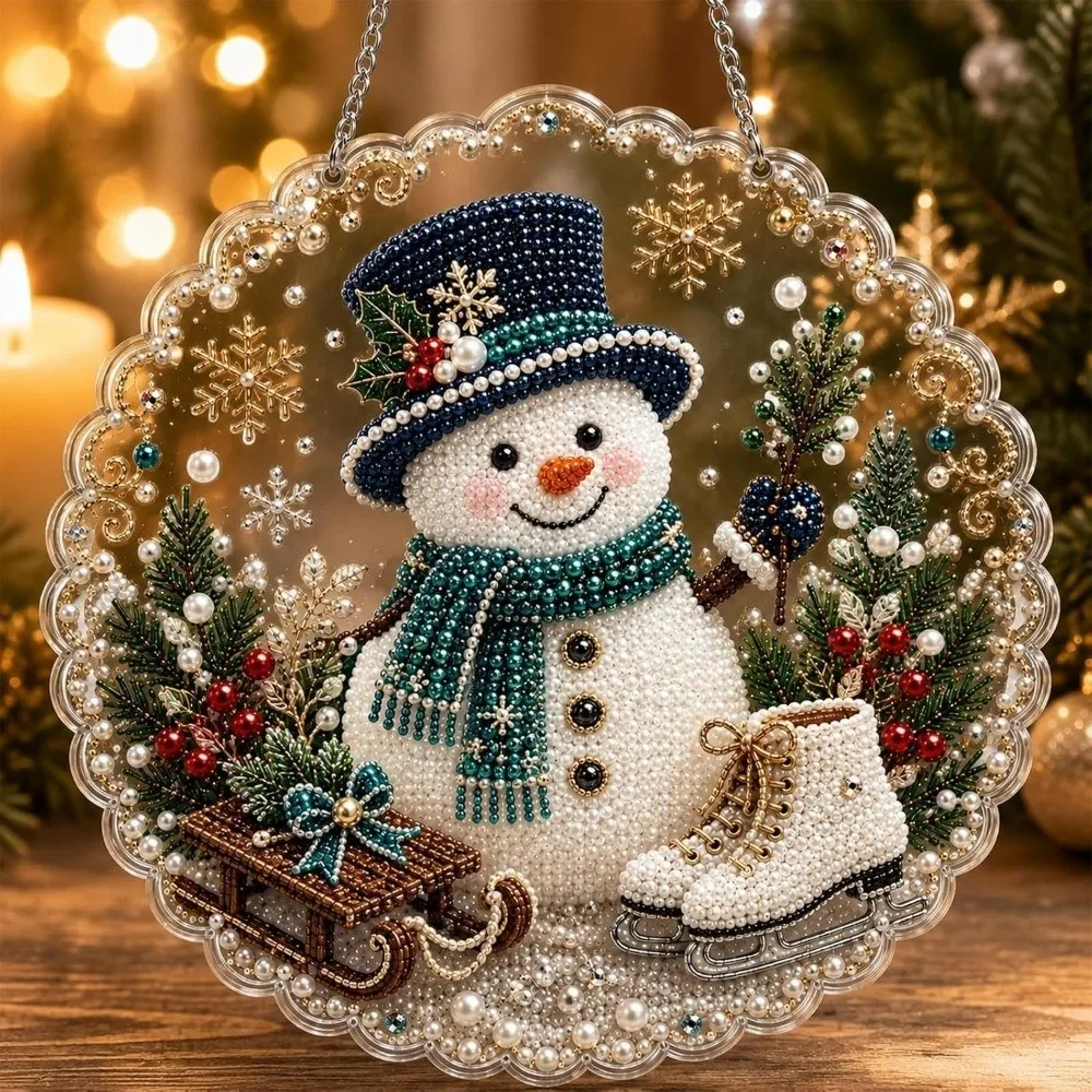 Metal Chain Diamond Painting Kit Window Decor Diamond Painting Christmas Festive Wall Decor Pearl Suncatcher Painting Kit