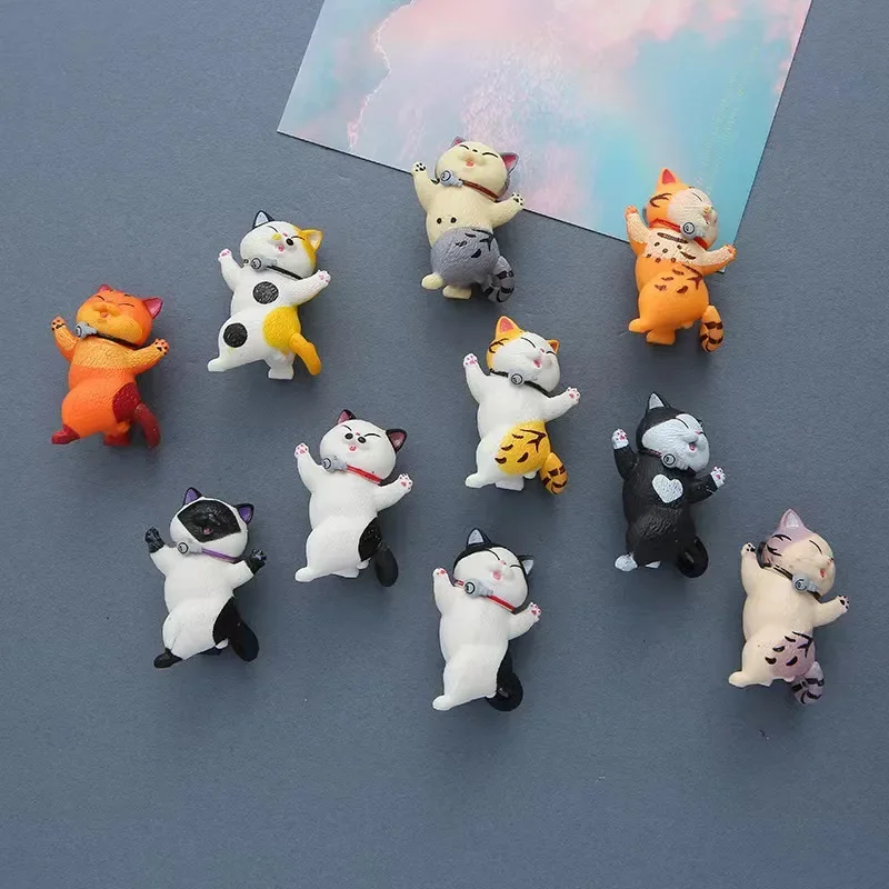 10pcs Kawaii Cat Magnet Refrigerator Sticker Mini Cute Kitty Magnet Message Post Decoration Home Decoration Kitchen Supplies