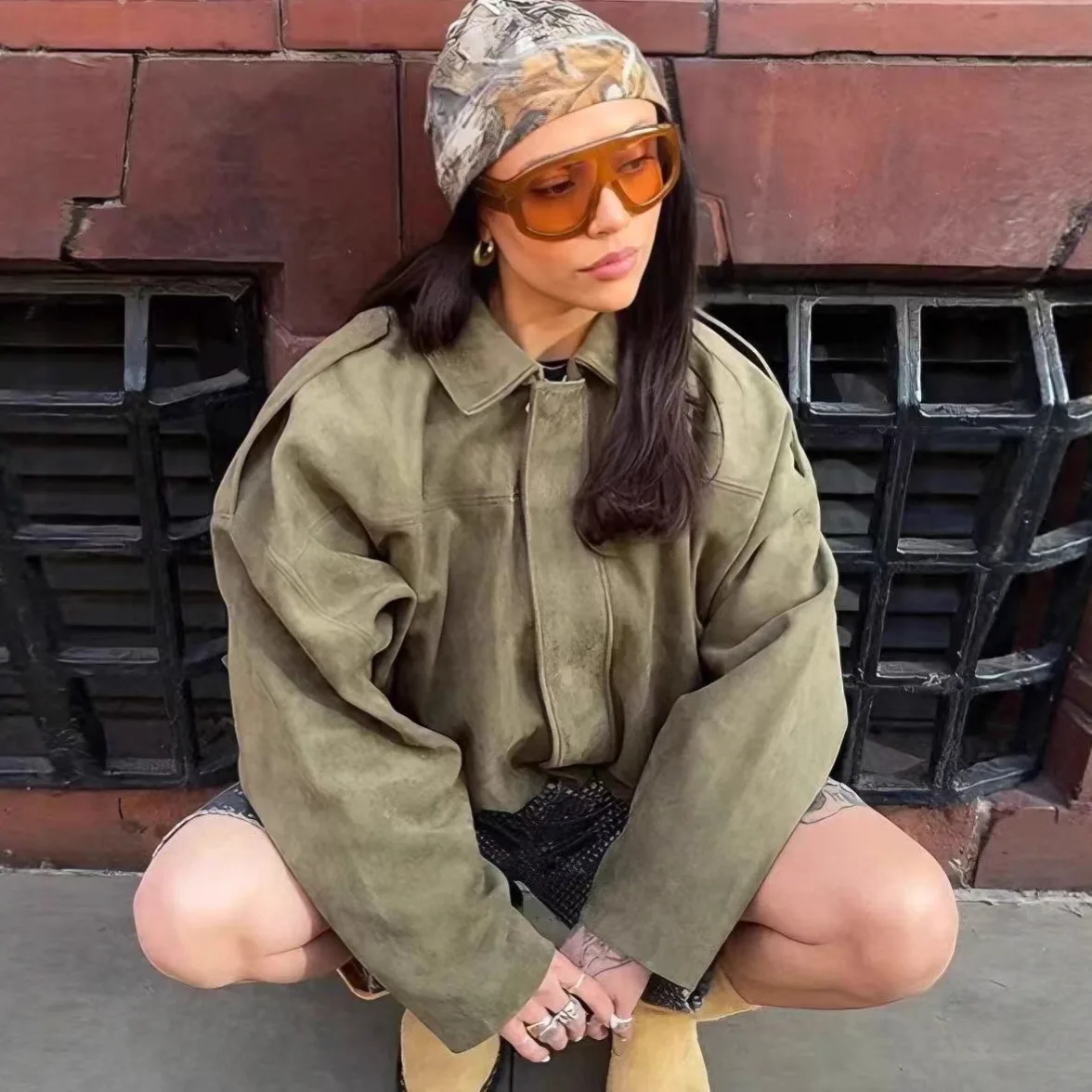 

Женские демисезонные куртки-бомберы с длинными рукавами, оверсайз, на молнии, однотонные, осенне-зимние женские куртки