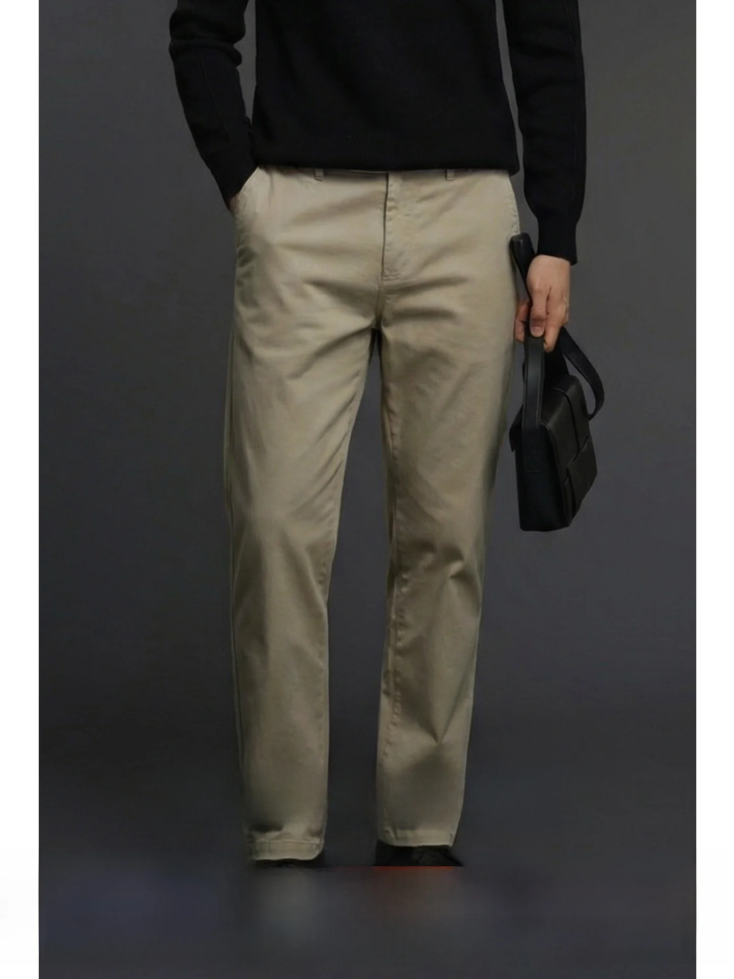 Business Casual Straight Leg Men's Pants Lenzing Cotton Blend Skin-friendly Spring Autumn High Waist Zipper Fly  Color