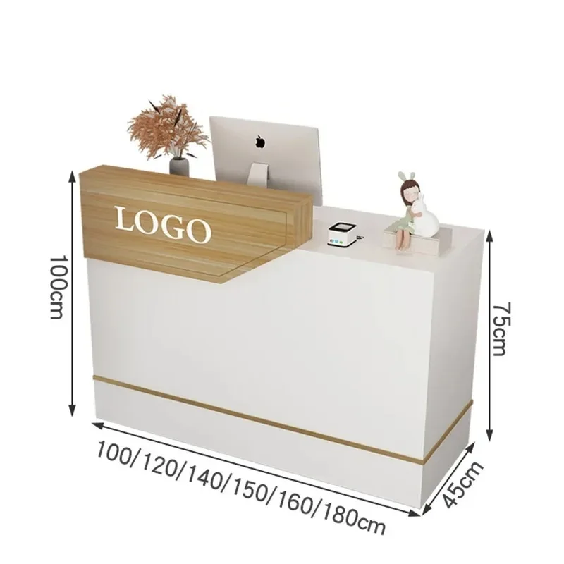 Unique Cute Reception Desk Professional Storage Design Cool Bar Counter Retro Center Resepsiyon Masası Commercial Furniture