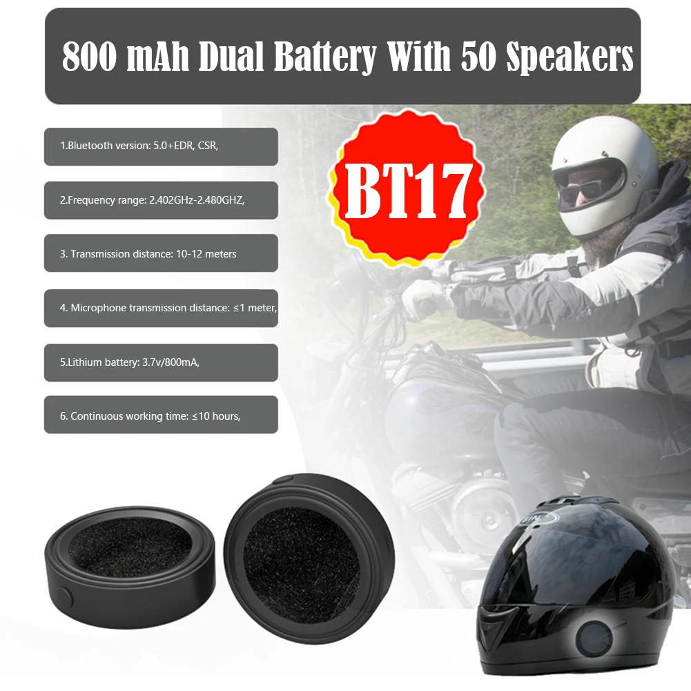 Handsfree Earphones Waterproof Riding Headphone BT17 Bluetooth-compatible 5.0+EDR Accessories for Motorcycle Intercom