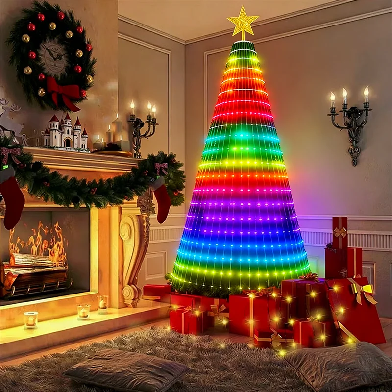 Smart Christmas Tree Lights with Star LED String Lights APP Remote Control DIY 16 Million Colors Music Sync for Xmas Tree Decor