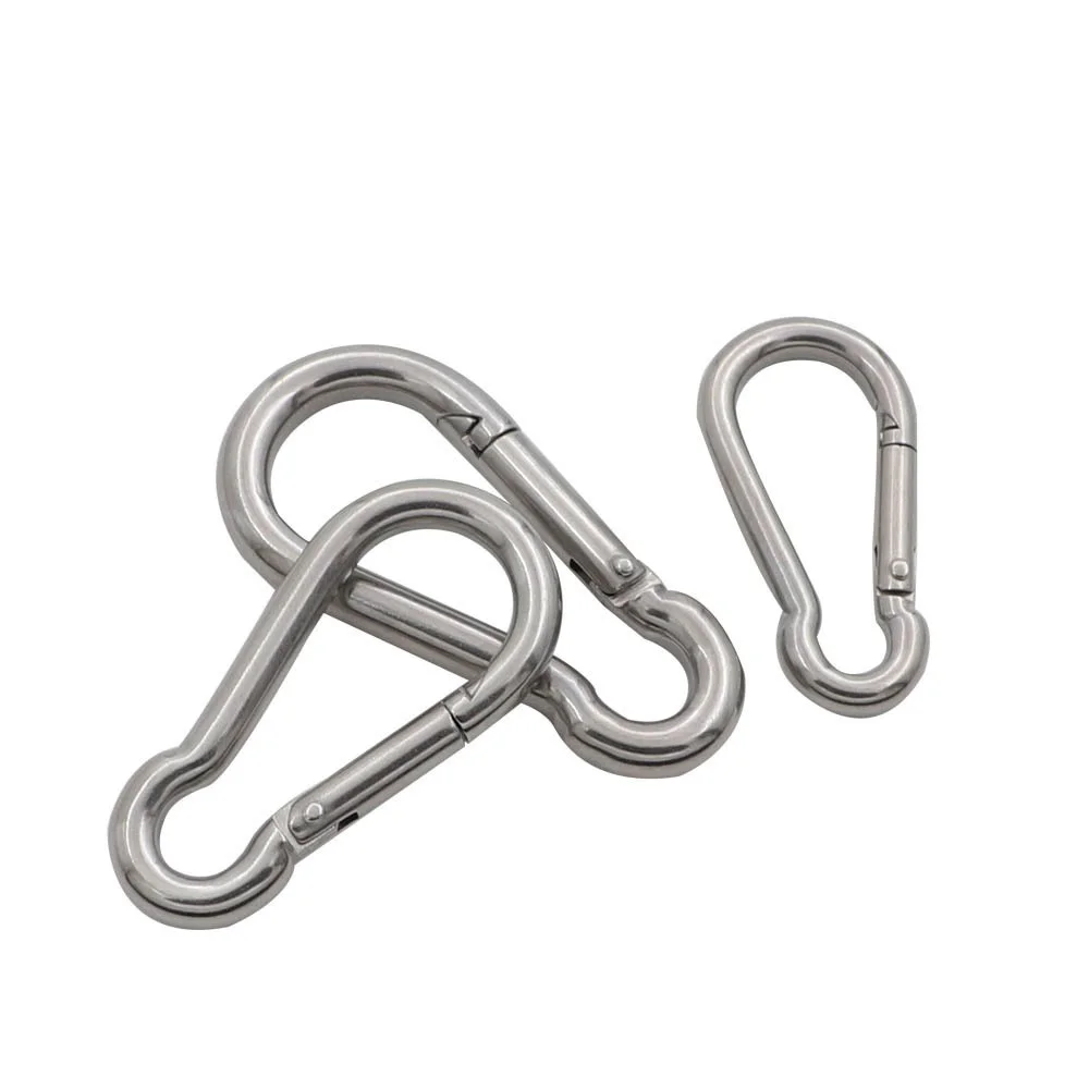 5 Pieces 304 Stainless Steel Carabiner Snap Hook Marine Grade 50mm 60mm 70mm 80mm Length Oval Link Locking Carabiner