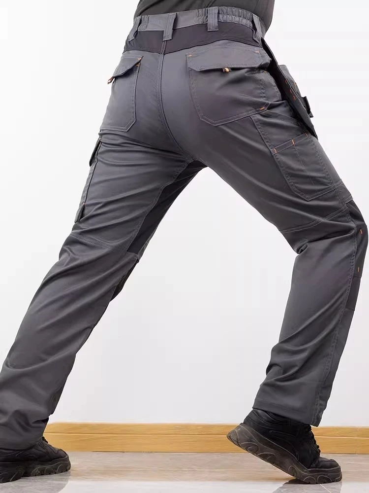 Ropa de trabajo elástica Pantalones de trabajo de carga para hombre Pantalones de trabajo de carga de utilidad táctica Ropa de trabajo Pantalones de trabajo de artesano definitivo Gris/Negro