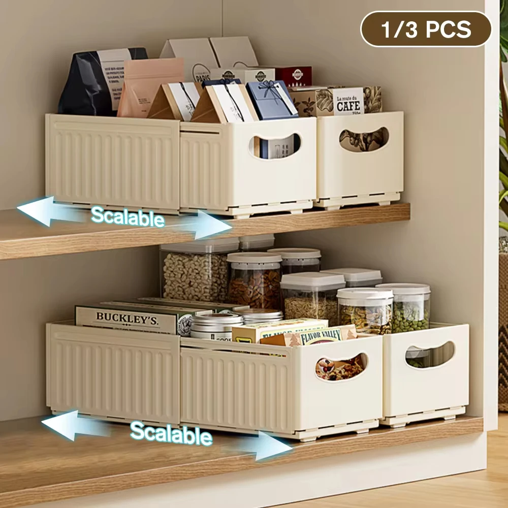 1/3PCS Intrekbare Lade Organizer Verstelbare Kast Opbergdoos Stapelbare Keuken Organisatoren Sorteren Opbergdoos Voor Thuis