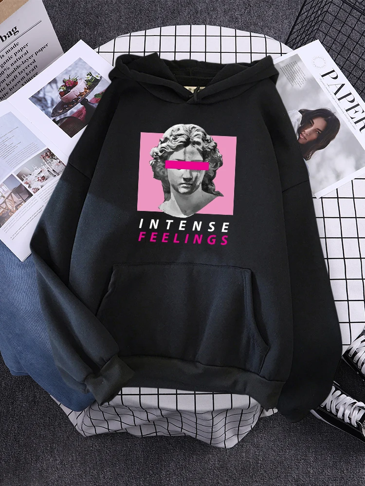 Intense Feelings European Art Statue Street Hoodies Women New Fashion Hoody Hip Hop Fleece Streetwear Crewneck Female Pullovers