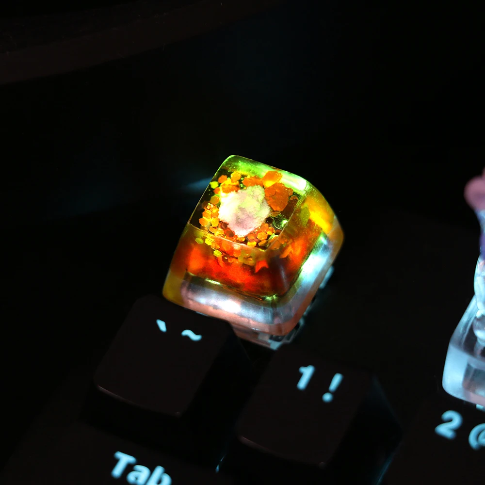 4 PCS Starry Sky Night Sunrise Cloud Handmade Keycaps Artisan Resin Mechanical Backlit Keyboard Custom Keycap For Anne Pro2 GK64
