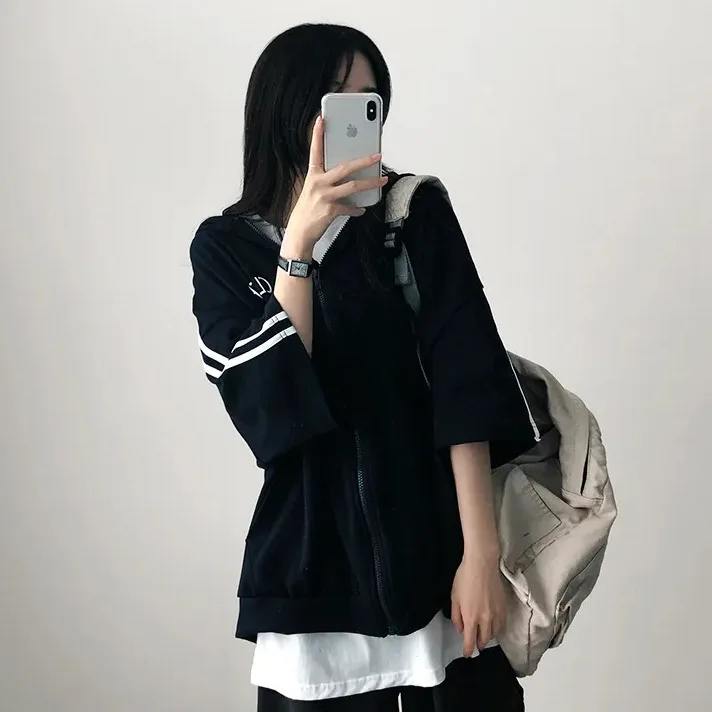 Fall Hoodie Women's Zipper Jacket Spring Autumn 2025 Harajuku Style Student Loose Zip-up Long Sleeve Hoodie Outerwear Cardigan