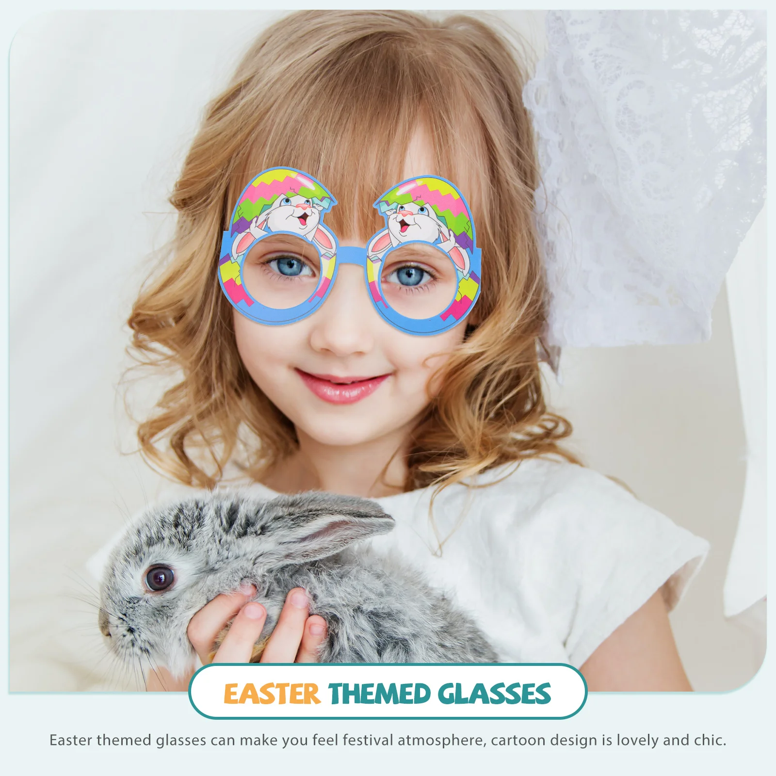 

12pcs Paper Glasses Bunny Eyewear 300g White Party Costume Holiday Favors Easter Supplies Photo Props
