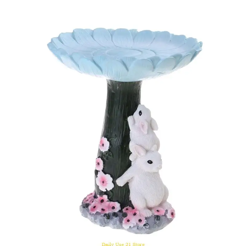 

Bunny Bird Bath Bird Feeder Resin Garden Statue Sculpture Birdfeeder Ornament