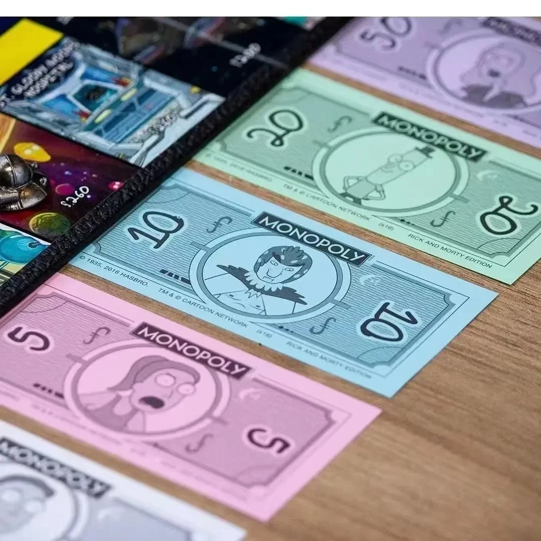 Jeu de société Monopoly Rick et Morty, basé sur la série Hit Adult Swim, jeu de monopole classique sur le thème Rick et Morty