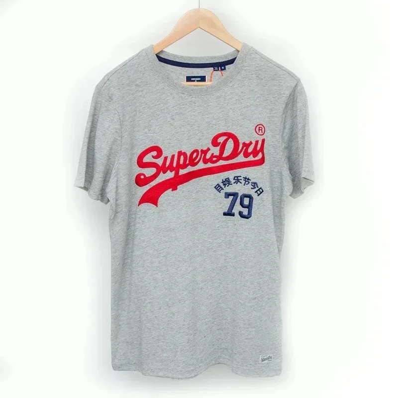 UK Superdry Extremely Dry Men Summer Fashion Brand Printed Letter Short Sleeved Tshirt Cotton Slim Fit Round Neck Tshirt Kid Tee