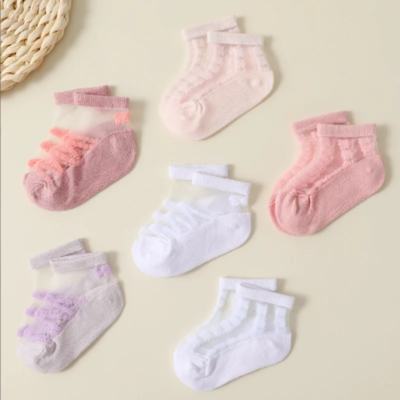 3Pair/lot new summer thin baby socks for girls
