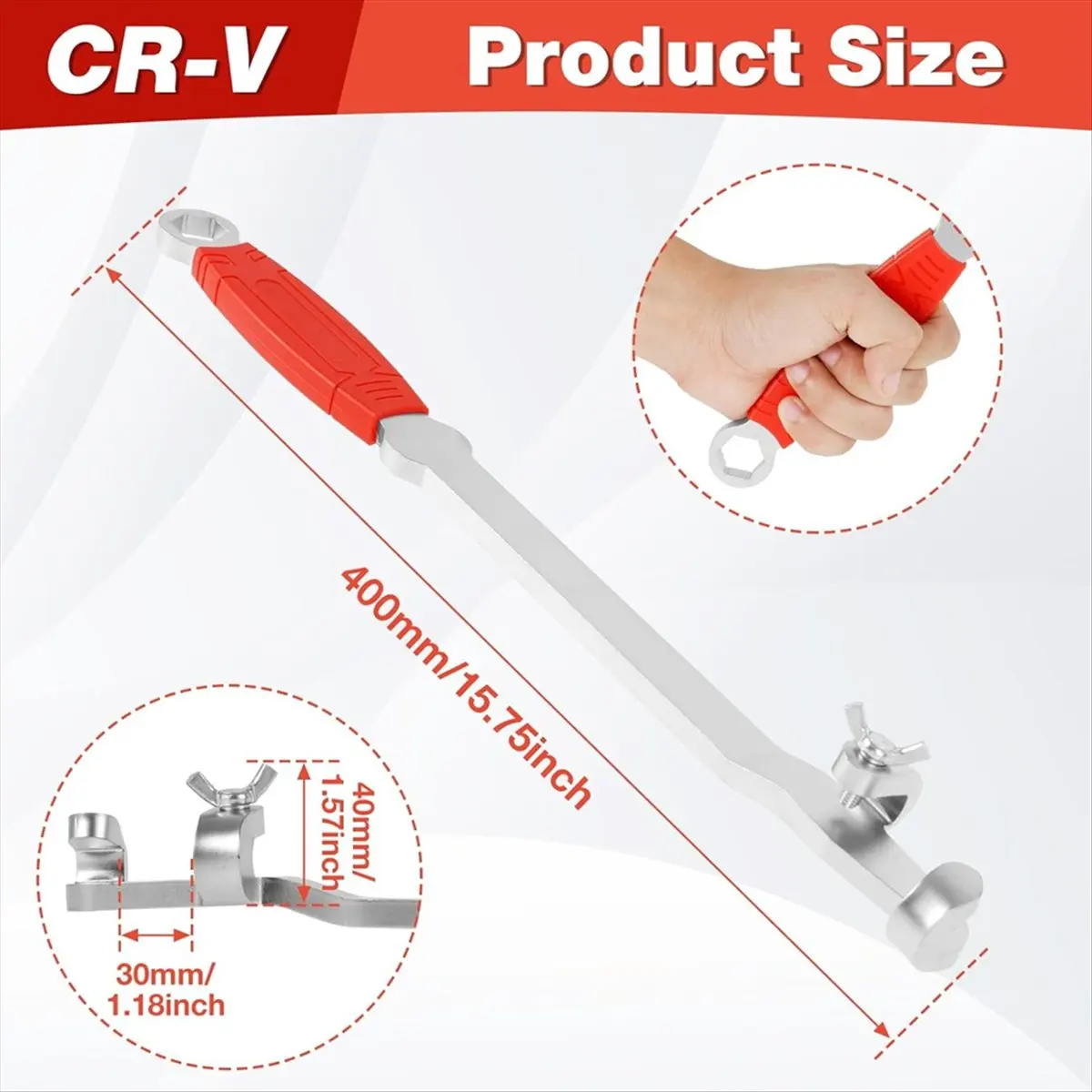 DT57 LATEST MODEL Wrench Extender Tool Bar, 15in Universal Wrench Extension Adapter, 1/2in or 21mm Hex Drive Open Spanner Extend