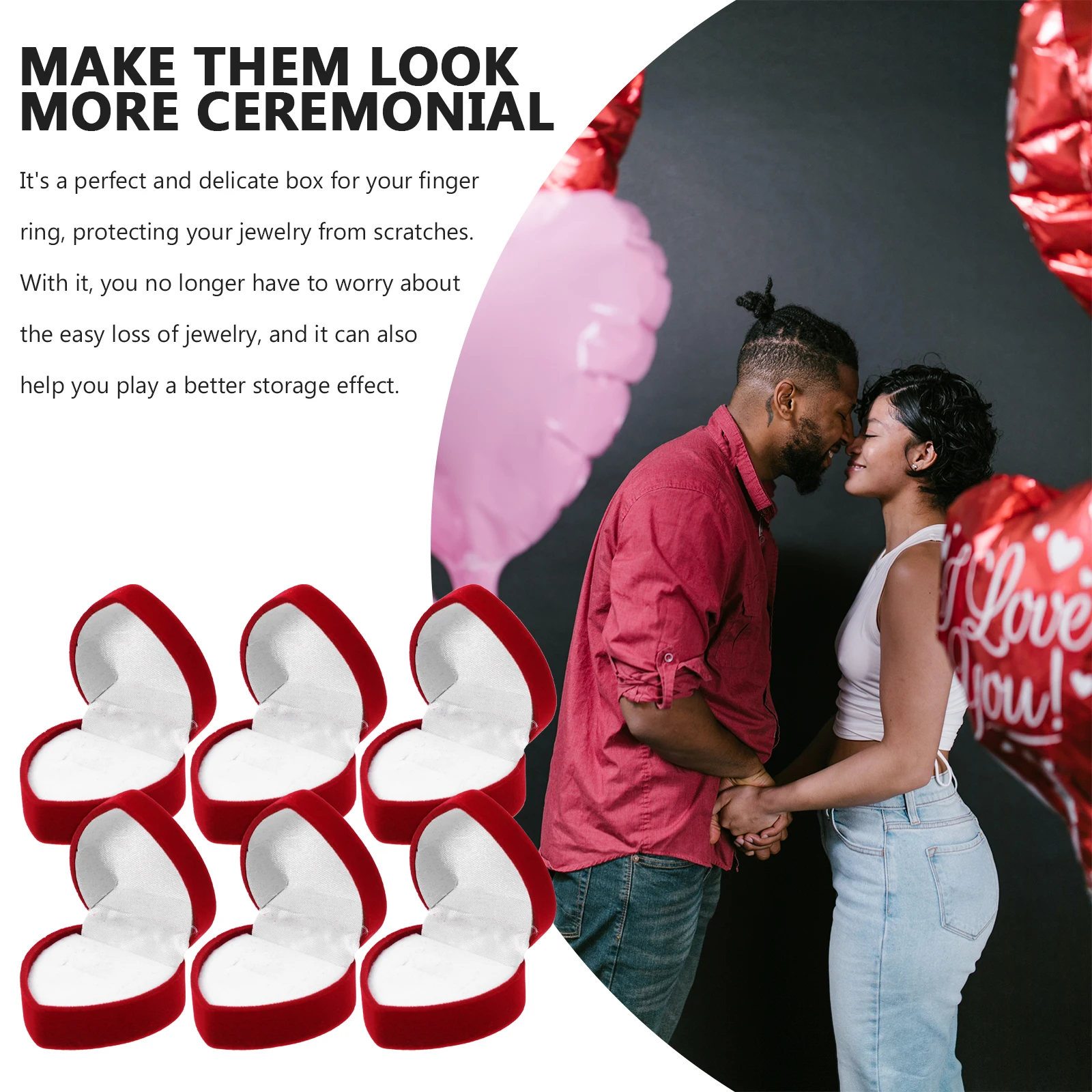 

6 Pcs Earring Storage Box Jewelry Case Earrings Boxes for Shape Organizer Red Engagement Miss