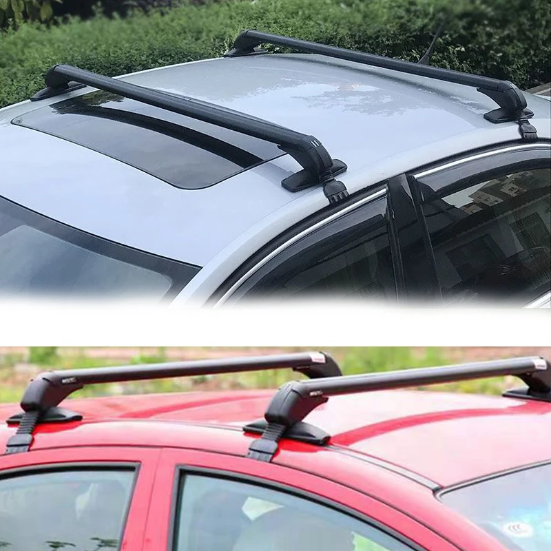 1 Pair Lockable Universal Roof Rack Rail Bar Black Aluminum Car Top Luggage Carrier Roof Mount Modified Auto Accessory