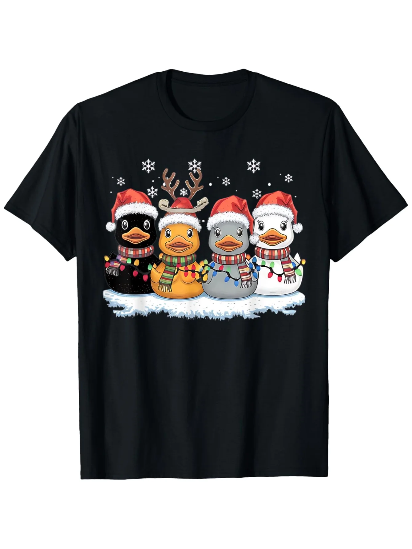 Rubber Duck Reindeer T-Shirt - Squad & Crew Print, Slight Stretch, Christmas Party Machine Washable Tee