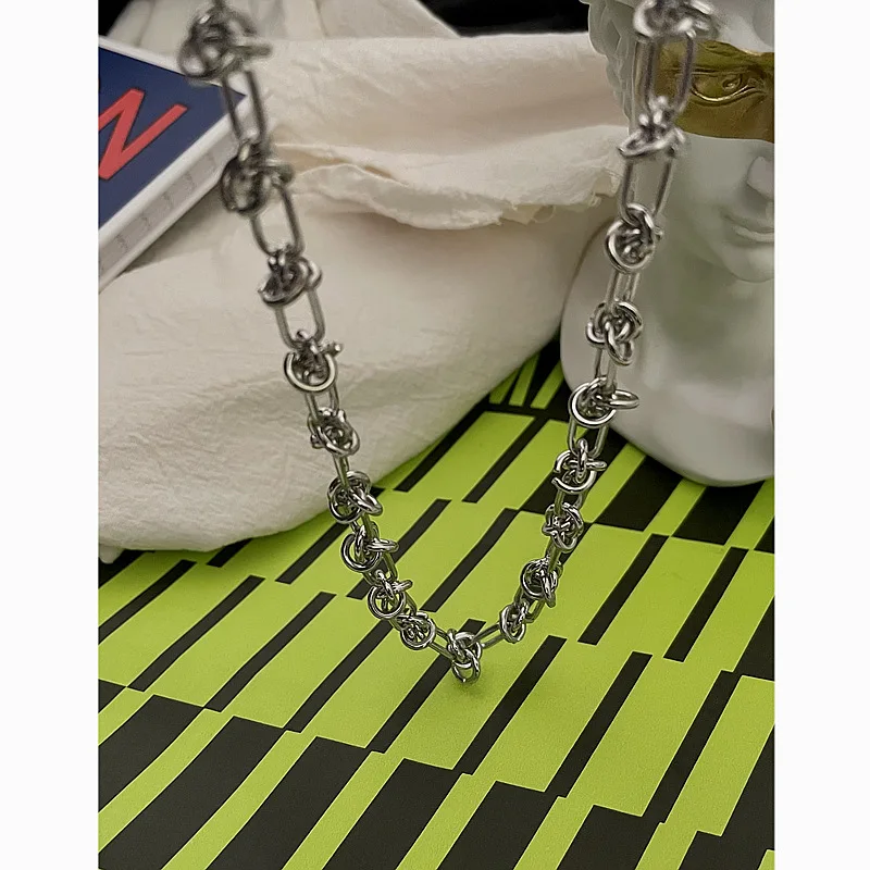 10 قطع من الفولاذ المقاوم للصدأ على شكل قلادة على طراز الشرير بتصميم عقدة بسيطة وإكسسوارات عصرية للرجال #4