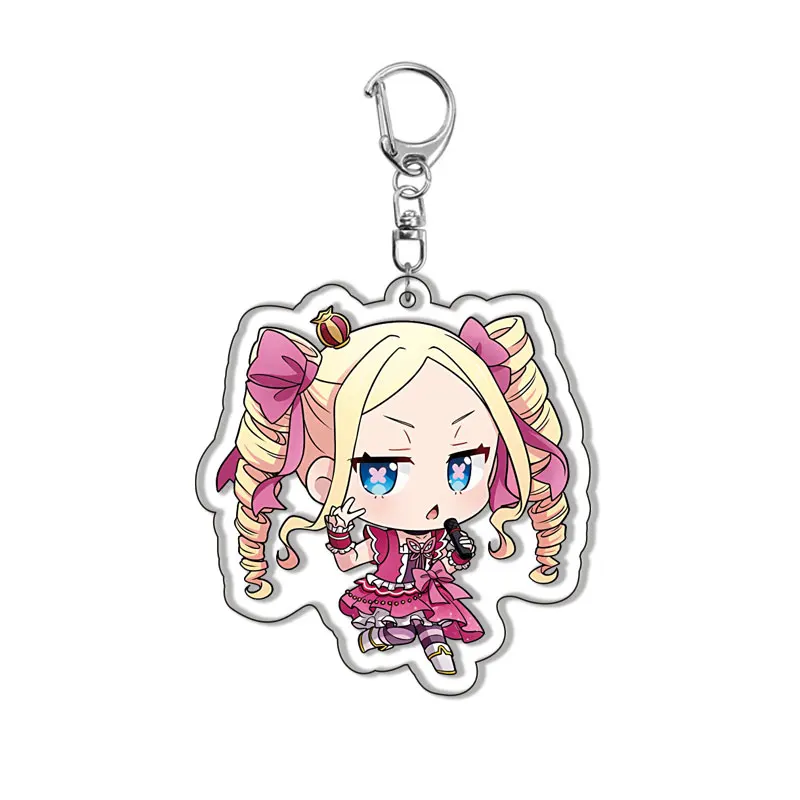 Re Zero Starting Life in Another World Cute Anime Cosplay Keychain For Beatrice Ram Rem Emilia Natsuki Subaru view 6