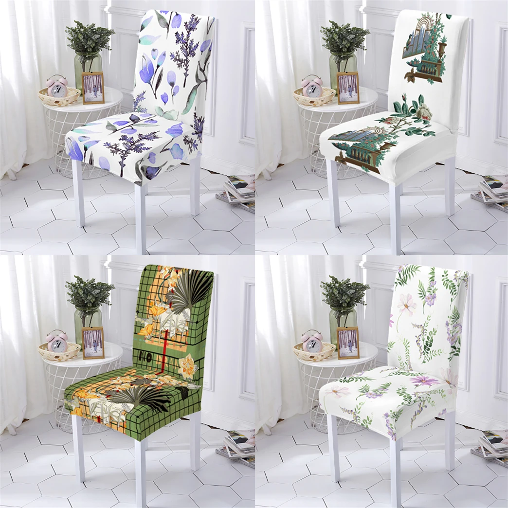 

Plant Style Cover For Dining Chairs Kitchen Chairs Kitchen Hotel Banquet Flowers Pattern Dining Room Chair Cover Home Stuhlbezug