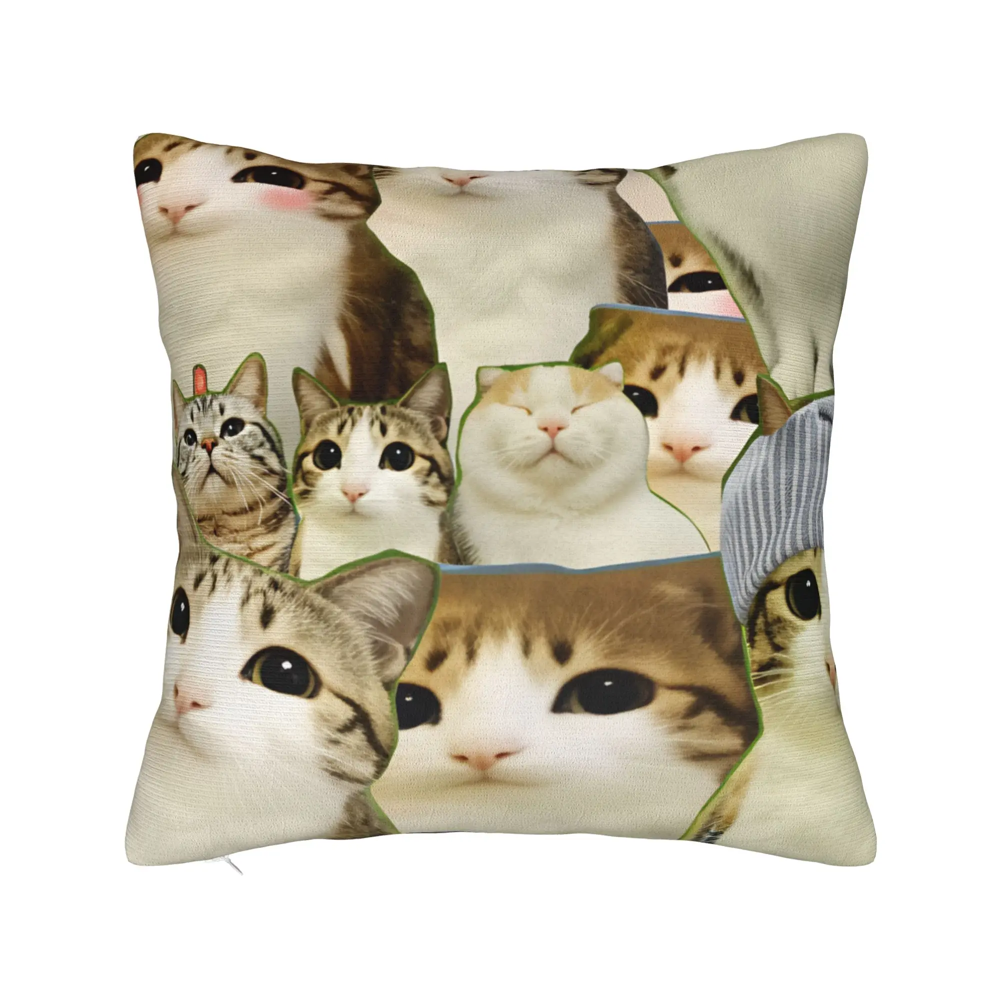 Pillow Case Meowl Cat Owl Cute Pet Stickers Print  Pillow Cover For Sofa Couch Bed Living Room Vintage Pillowcases